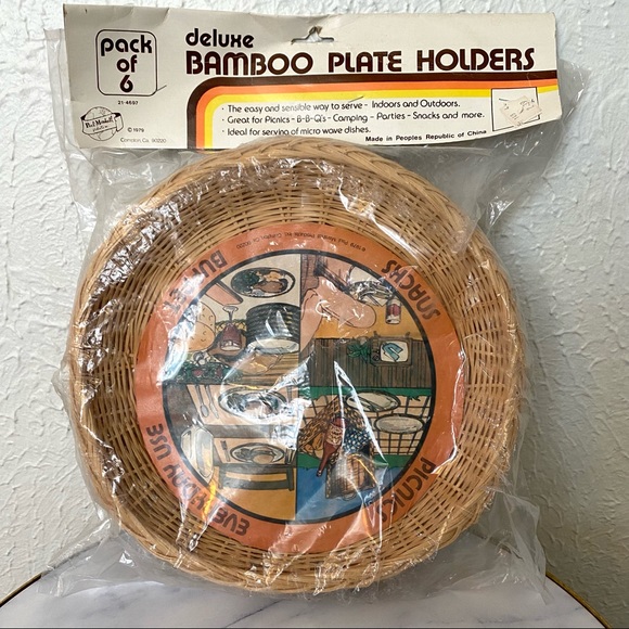 Vintage Dining New Vintage Mcm Boho Bamboo Paper Plate Holders